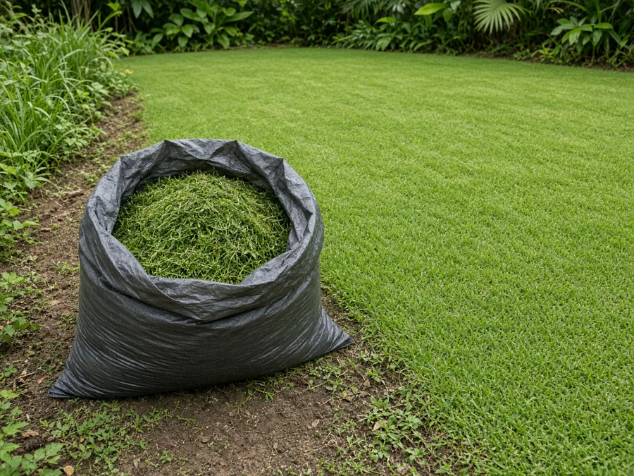 Sisa rumput dikantongi
